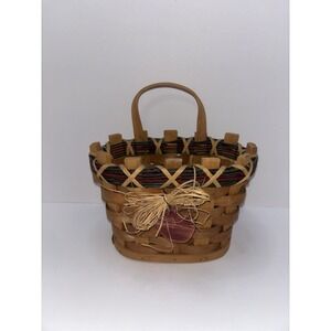 Vintage Handwoven Split‎ Wood Basket w/ Handle Hanging Grandmacore Cottage Core